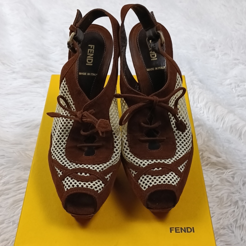 Fendi Peep Toe Platform Heels 38